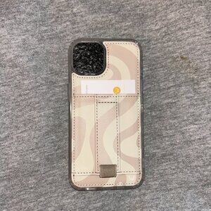 Walli iPhone 14 Wallet Case – Cream Neutral Swirl Card Holder – Brand New